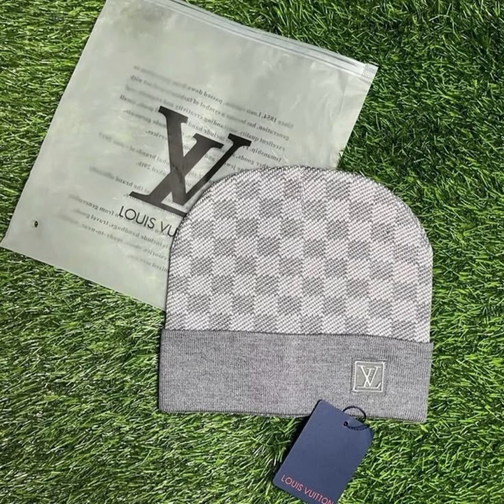 Louis Vuitton Light Gray Patterned Hat - image 1